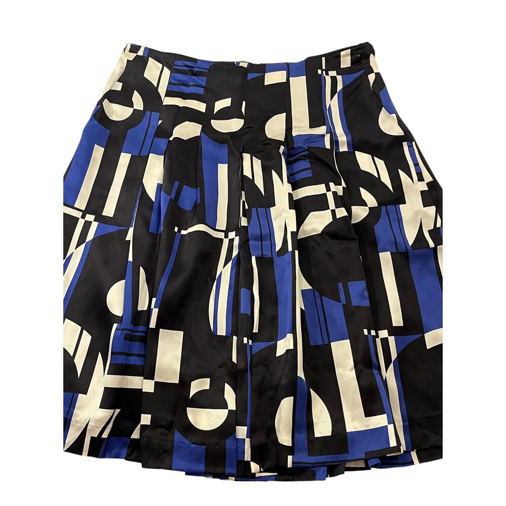 Lauren Ralph Lauren Black and Blue Silk Patterned Skirt size 8